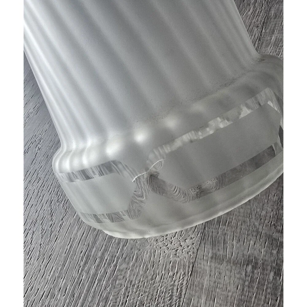 Vintage Art Deco Frosted Swirll Glass Light Lamp Shade Ribbed Flared 2” Fitter